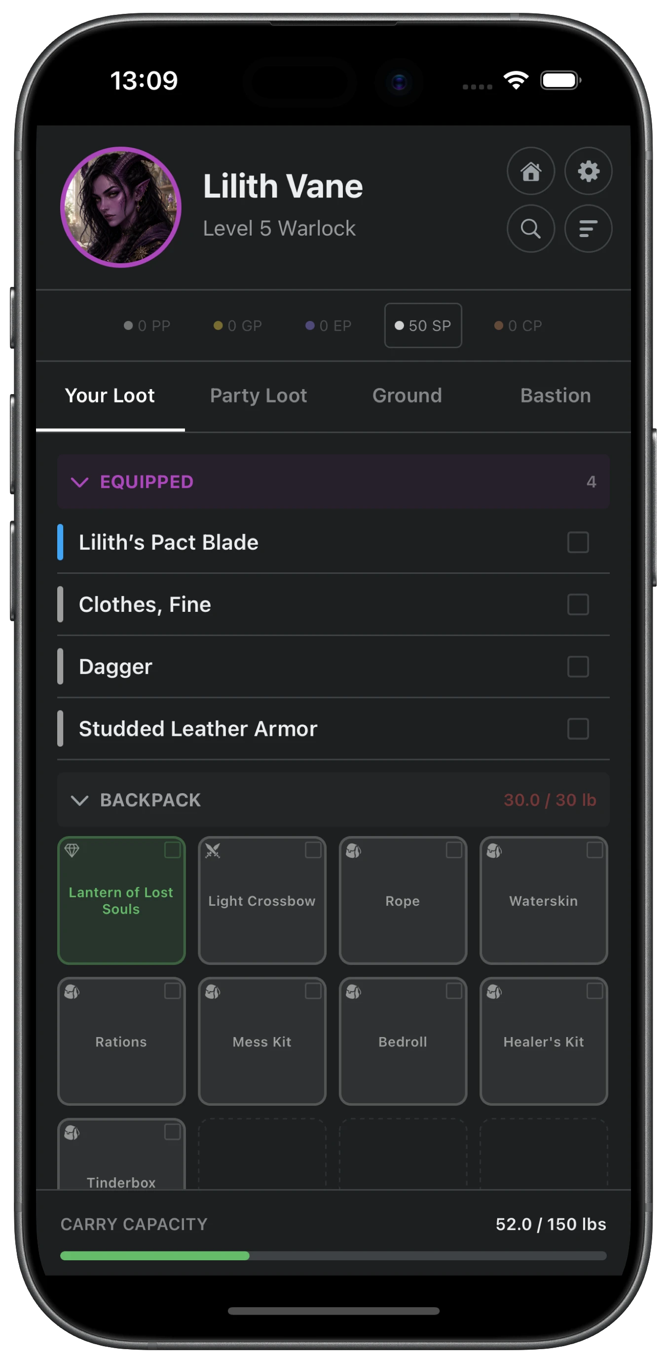 The Loot Stash player app on a phone, showing claimed loot and currency.